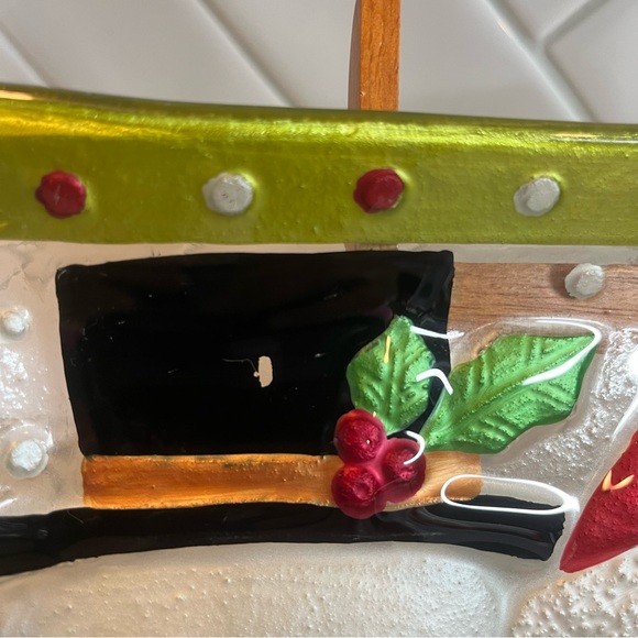 Vintage Glass Snowman Christmas Candy Dish Painted - Picture 4 of 5